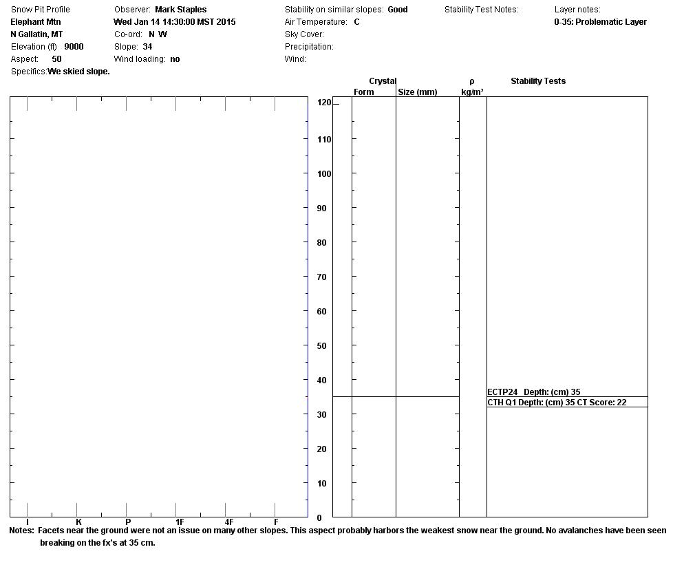 Elephant Mtn NE bowl snowpit profile