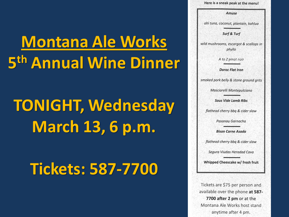 Montana Ale Works Wine Dinner