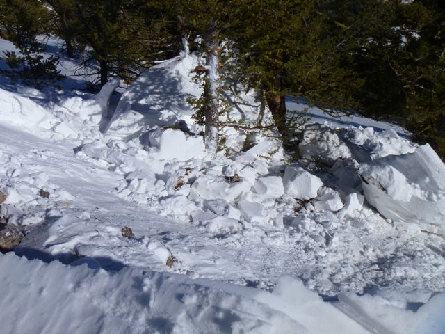 Cornice collapse on Baldy Trail